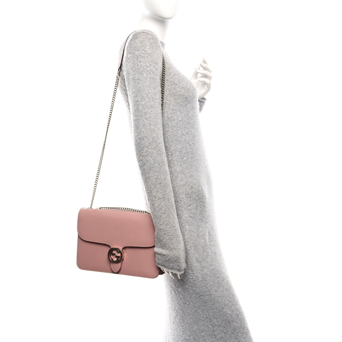 Dollar Calfskin Interlocking G Shoulder Bag Soft Pink