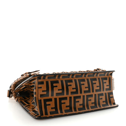 Fendi Vitello Century F is Fendi Whipstitch Threads FF Embossed Kan I Shoulder Bag Tobacco Orzo 4 of 10