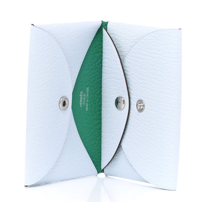 Hermes Chevre Mysore Verso Calvi Duo Card Case Bleu Brume Menthe 5 of 8