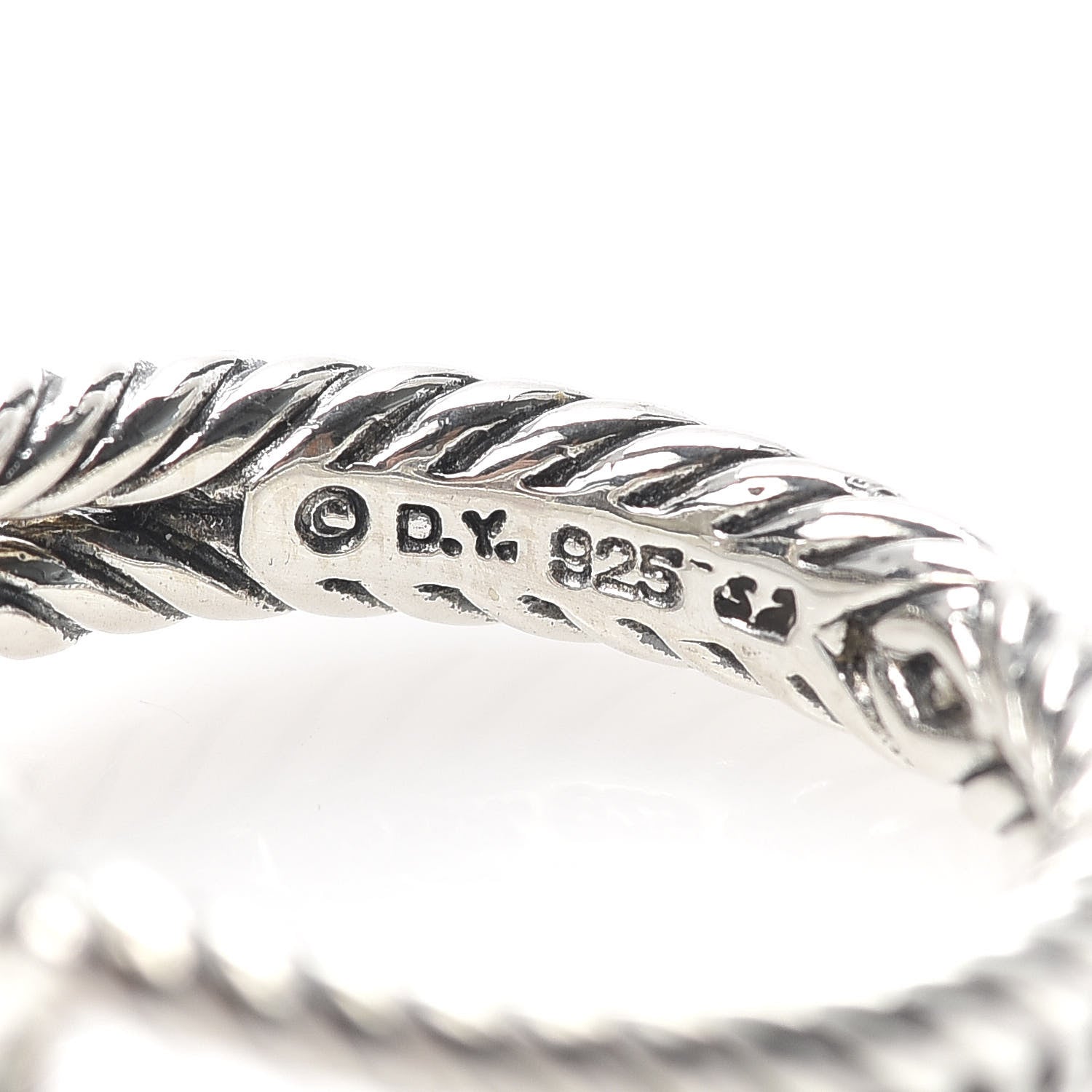 David Yurman Sterling Silver Diamond White Agate 7mm Petite Albion Ring 58 8.25 4 of 4