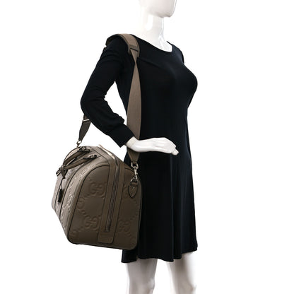Gucci Piuma Calfskin Jumbo GG Embossed Large Duffle Bag Taupe 2 of 8