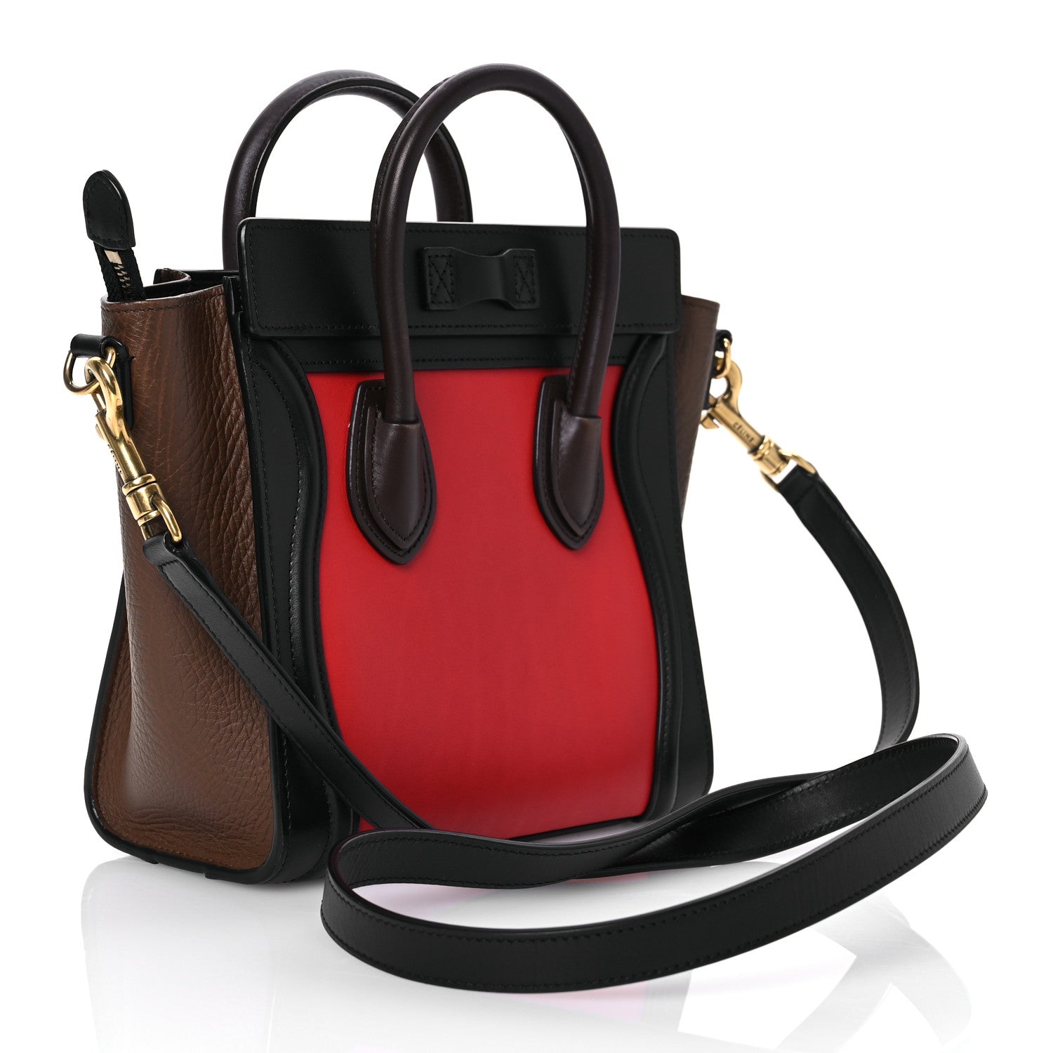 Celine Smooth Calfskin Bullhide Nano Tri-Color Luggage Bright Red 3 of 14