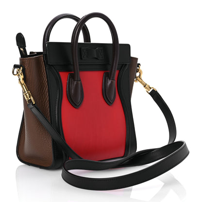 Celine Smooth Calfskin Bullhide Nano Tri-Color Luggage Bright Red 3 of 14