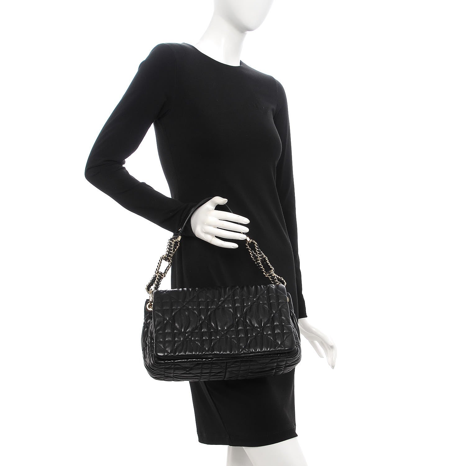 Christian Dior Lambskin Cannage Medium Delidior Flap Bag Black 2 of 7