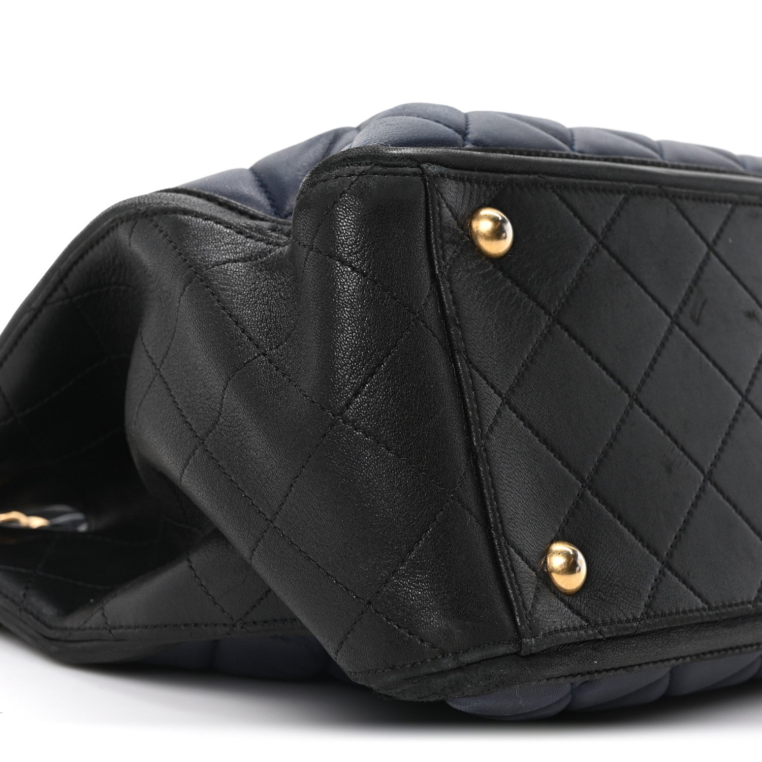 Chanel Lambskin Quilted Elegant CC Shopping Tote Navy Black 9 of 10