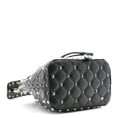 Valentino Garavani Nappa Mini Rockstud Spike Bucket Bag Black 4 of 9