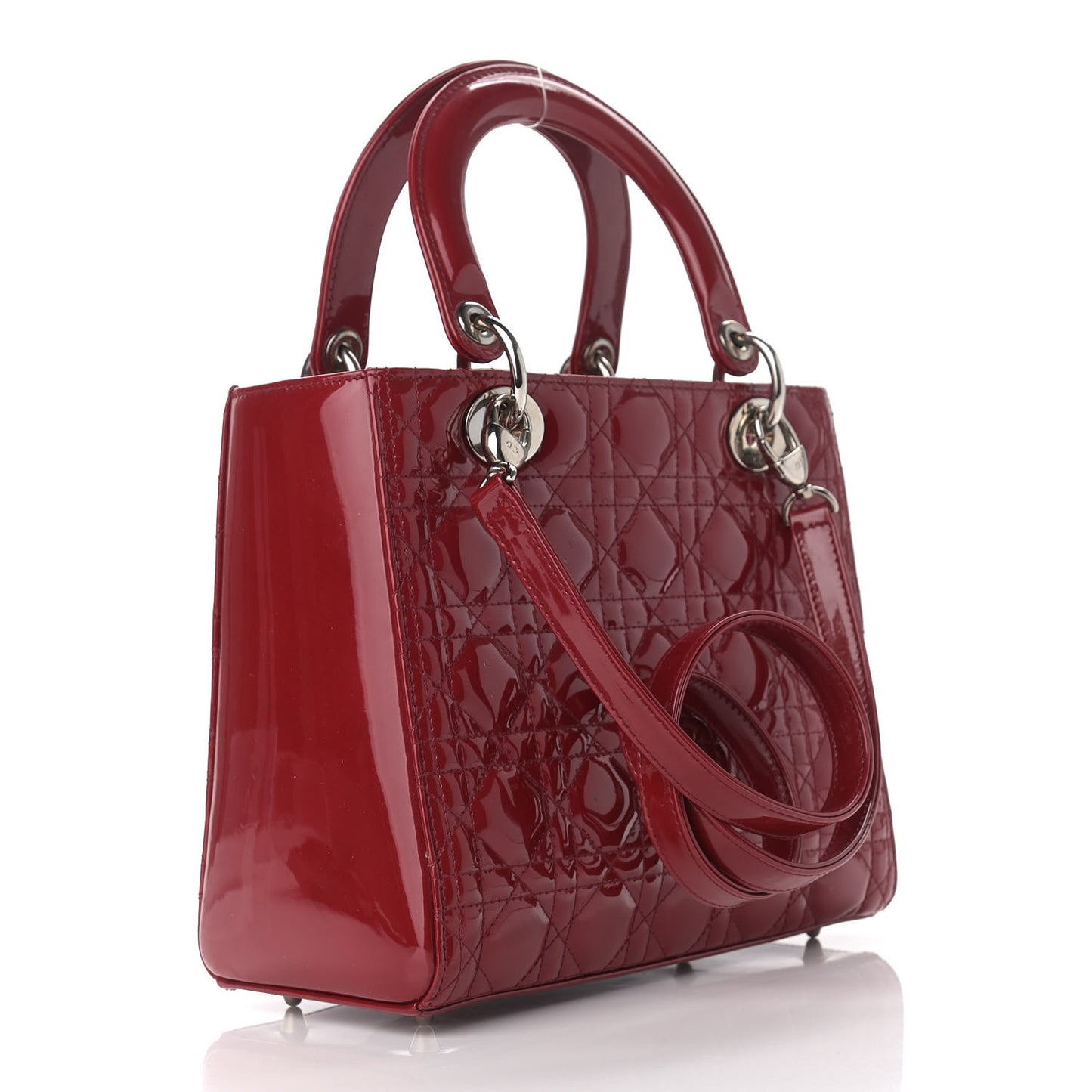 Patent Cannage Medium Lady Dior Red