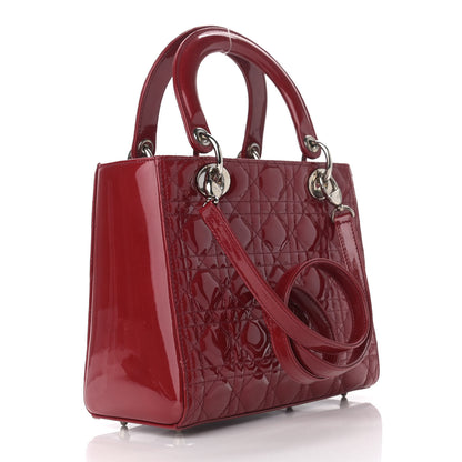 Christian Dior Patent Cannage Medium Lady Dior Red 3 of 10