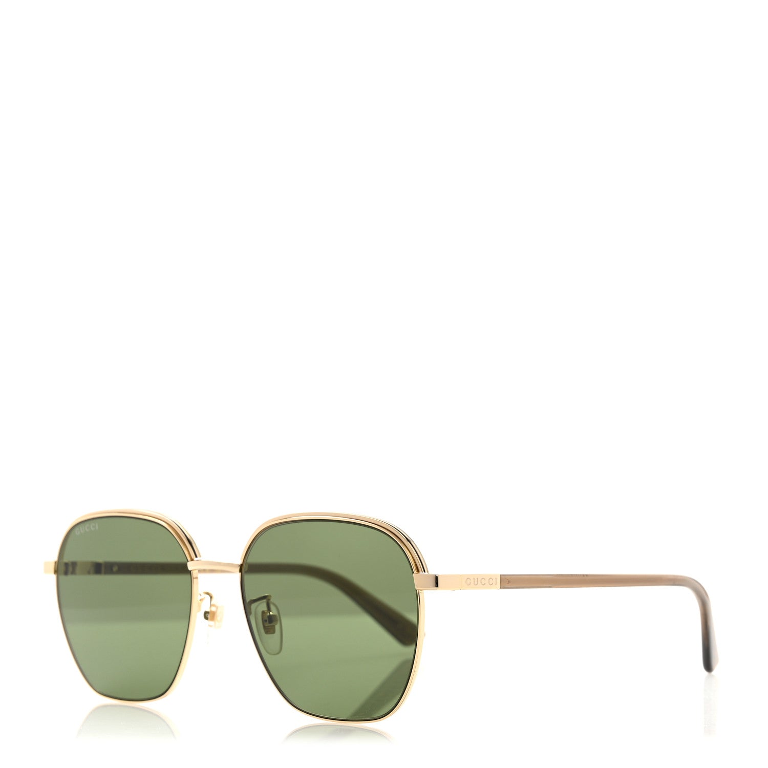 Gucci Metal Square Frame Sunglasses GG0110SA Gold Grey 1 of 8