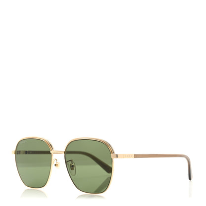 Gucci Metal Square Frame Sunglasses GG0110SA Gold Grey 1 of 8