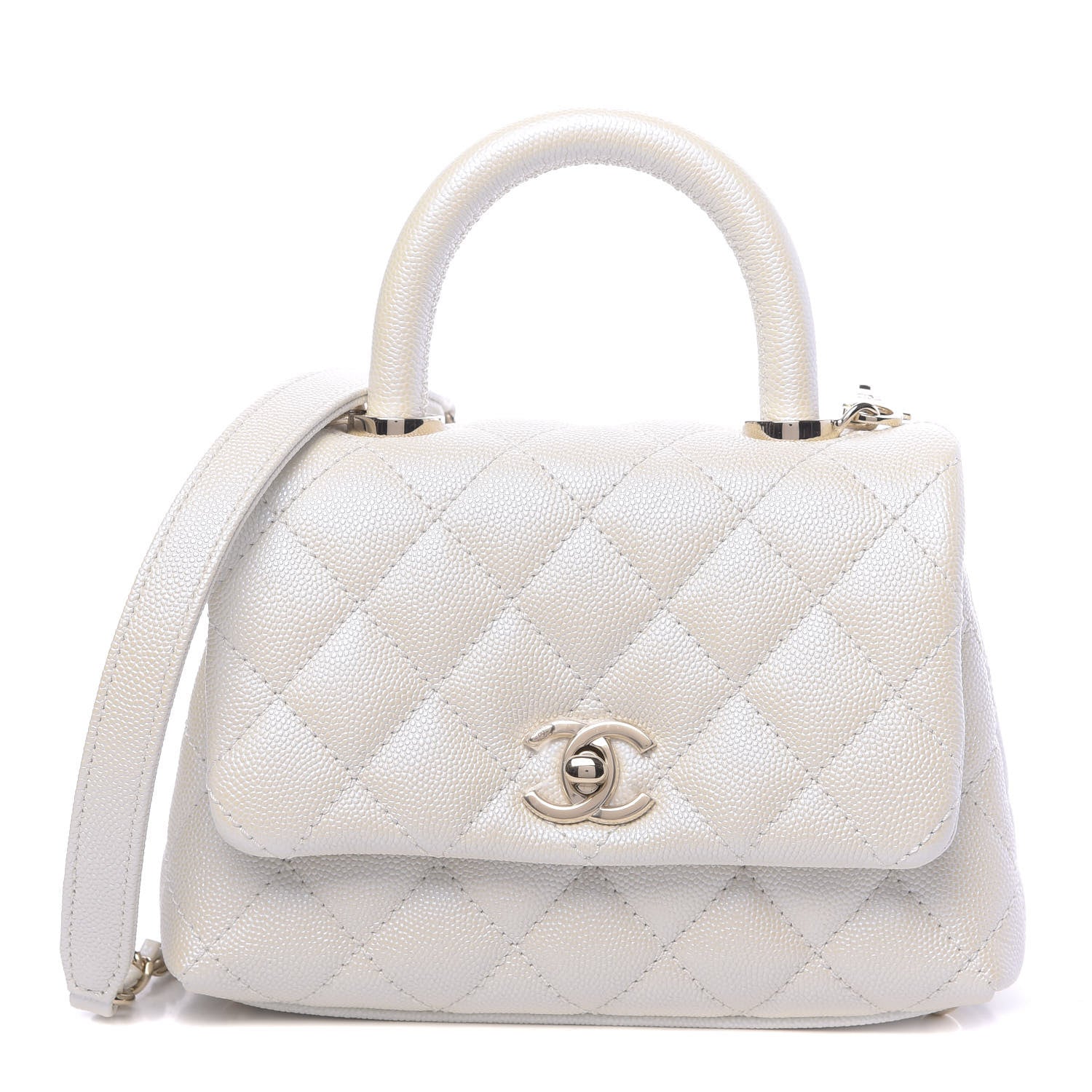 Chanel Iridescent Caviar Quilted Extra Mini Coco Handle Flap Ivory 1 of 11