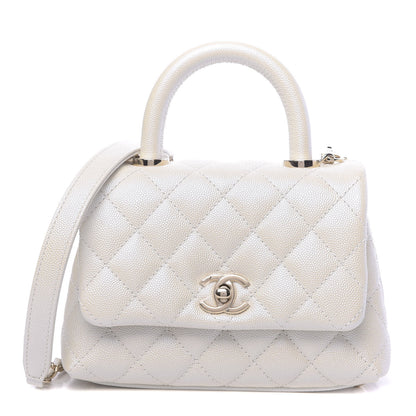 Chanel Iridescent Caviar Quilted Extra Mini Coco Handle Flap Ivory 1 of 11
