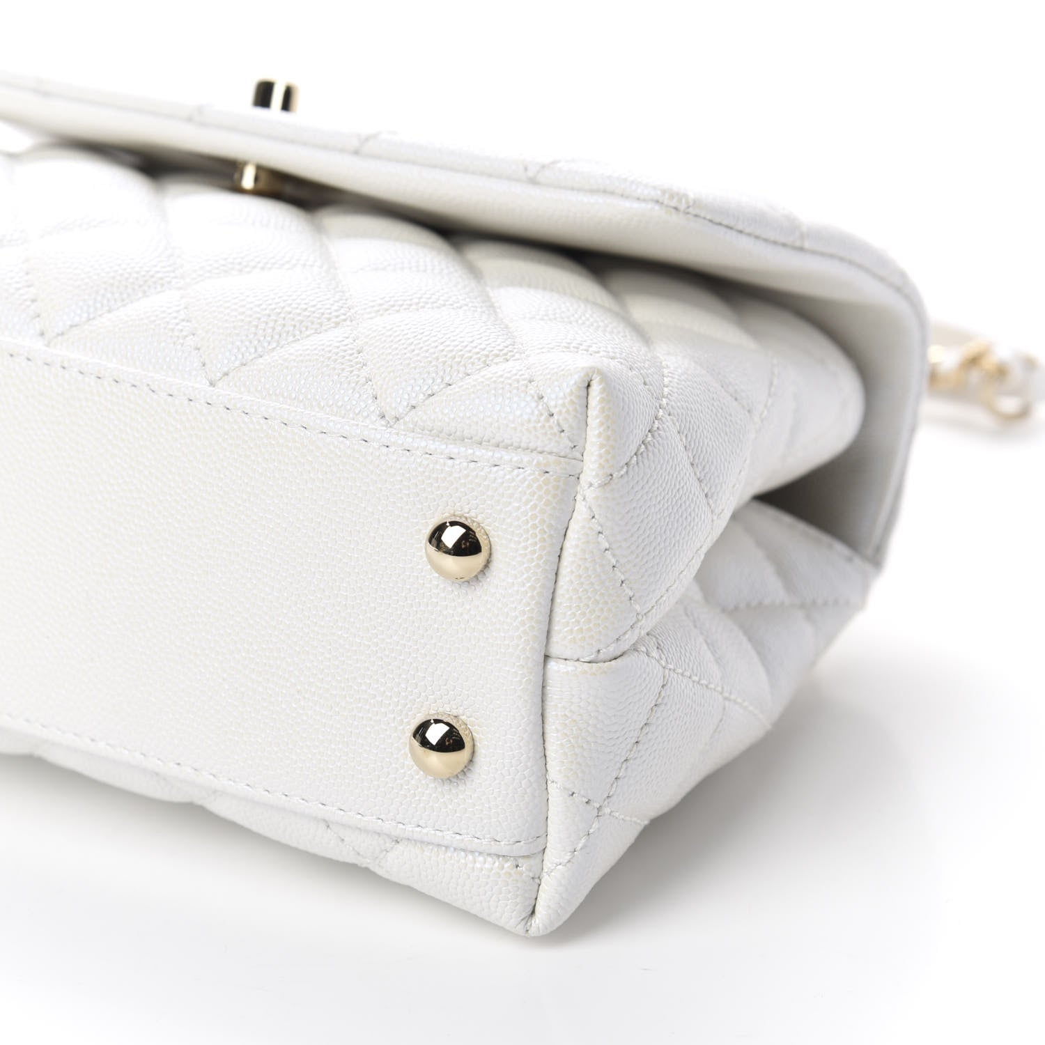 Chanel Iridescent Caviar Quilted Mini Coco Handle Flap White 8 of 13