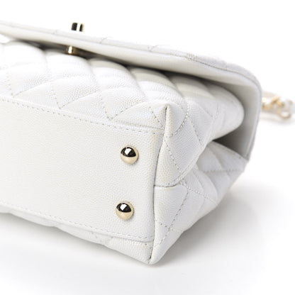 Chanel Iridescent Caviar Quilted Mini Coco Handle Flap White 8 of 13