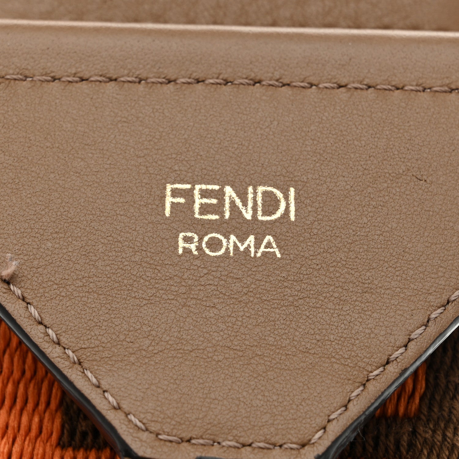 Fendi Ribbon Vitello King FF 1974 Adjustable Strap You Fango Brick Sand 3 of 5