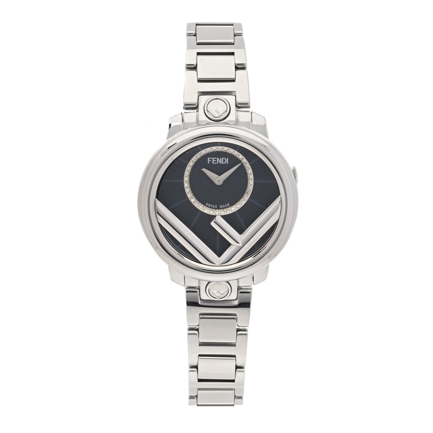 Stainless Steel Diamond 28mm Run Away Quartz Watch Black