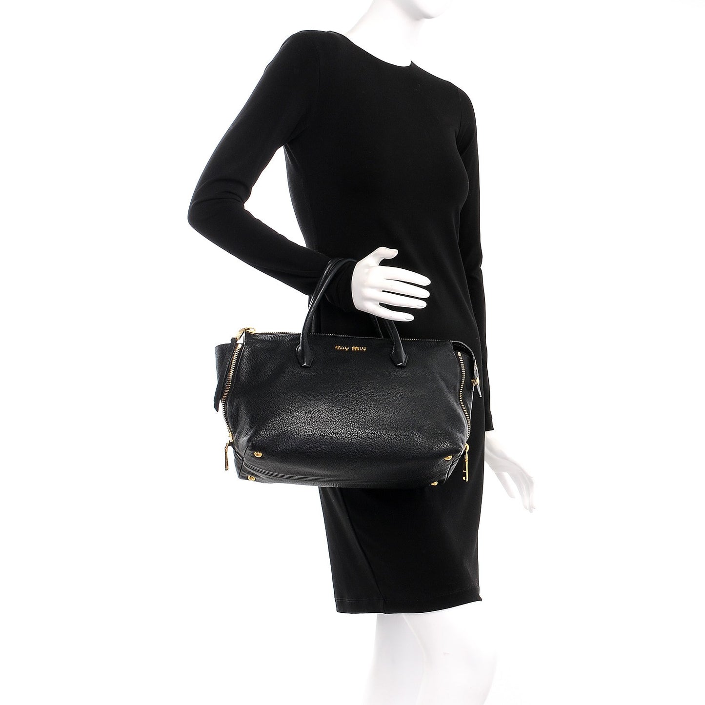Goatskin Madras Zip Tote Nero Black
