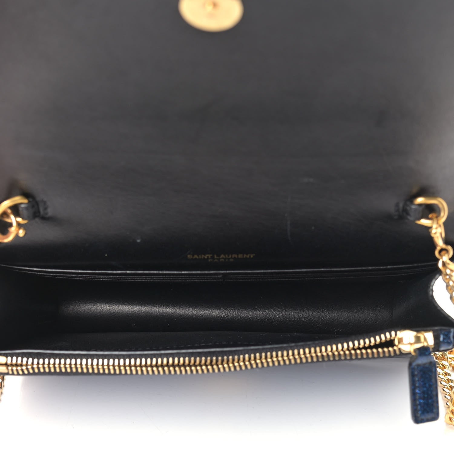 Saint Laurent Glitter Classic Monogram Kate Tassel Chain Wallet Cobalt 5 of 11