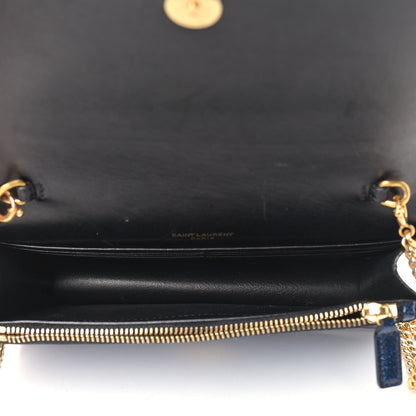 Saint Laurent Glitter Classic Monogram Kate Tassel Chain Wallet Cobalt 5 of 11