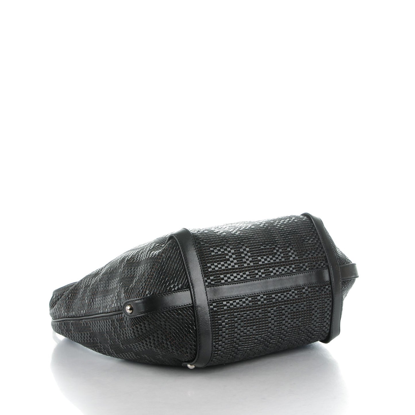 Leather Zucca Woven Forever Hobo Black