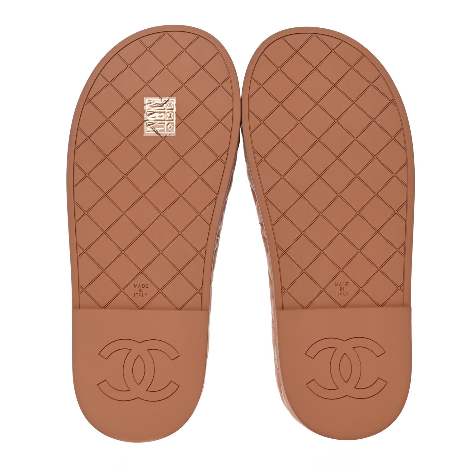 Chanel Lambskin Quilted CC Mules Sandals 38 Brown 5 of 9