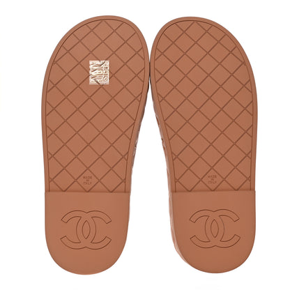 Chanel Lambskin Quilted CC Mules Sandals 38 Brown 5 of 9