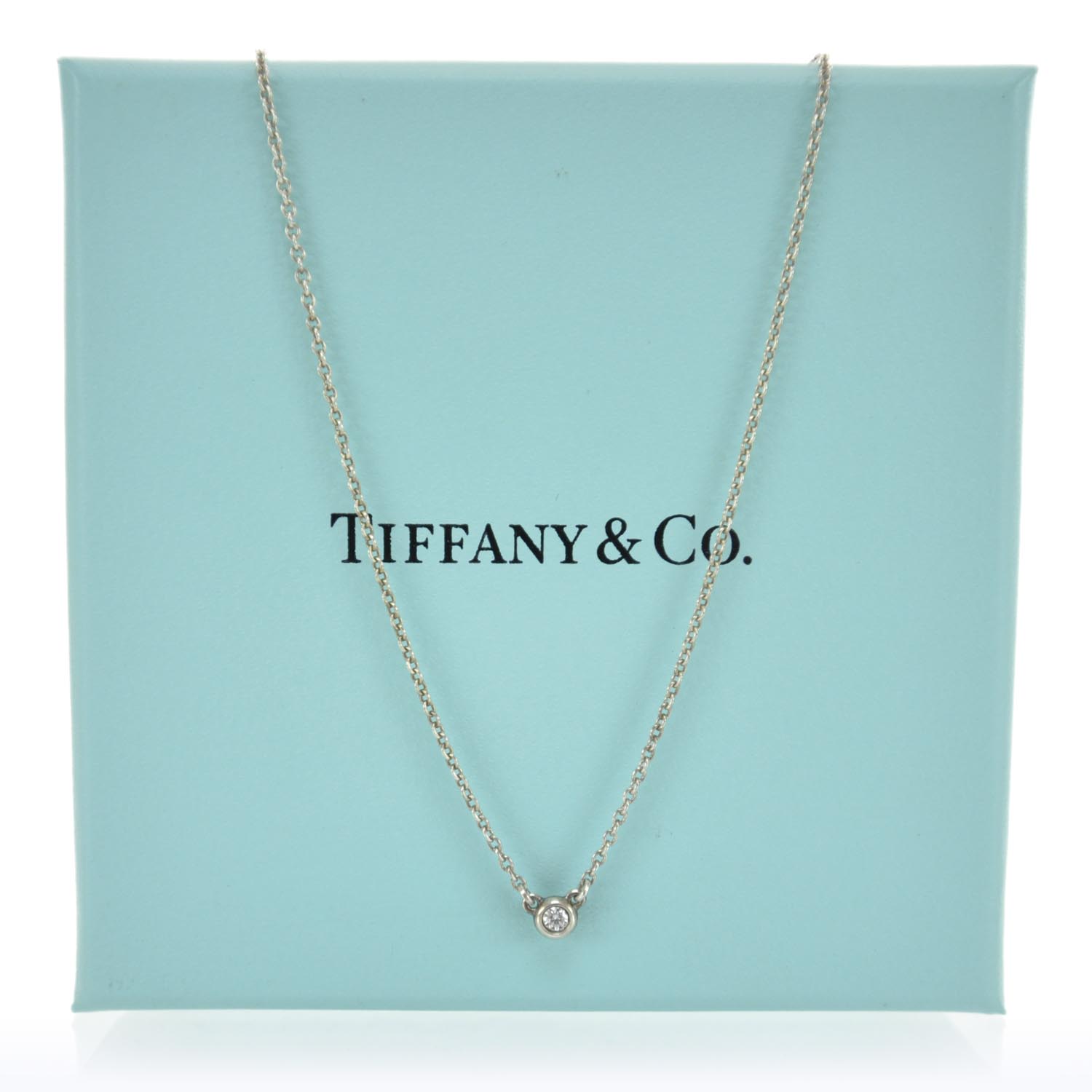 Tiffany Sterling Silver Diamond .03ct Elsa Peretti Diamonds by the Yard Pendant Necklace 3 of 4