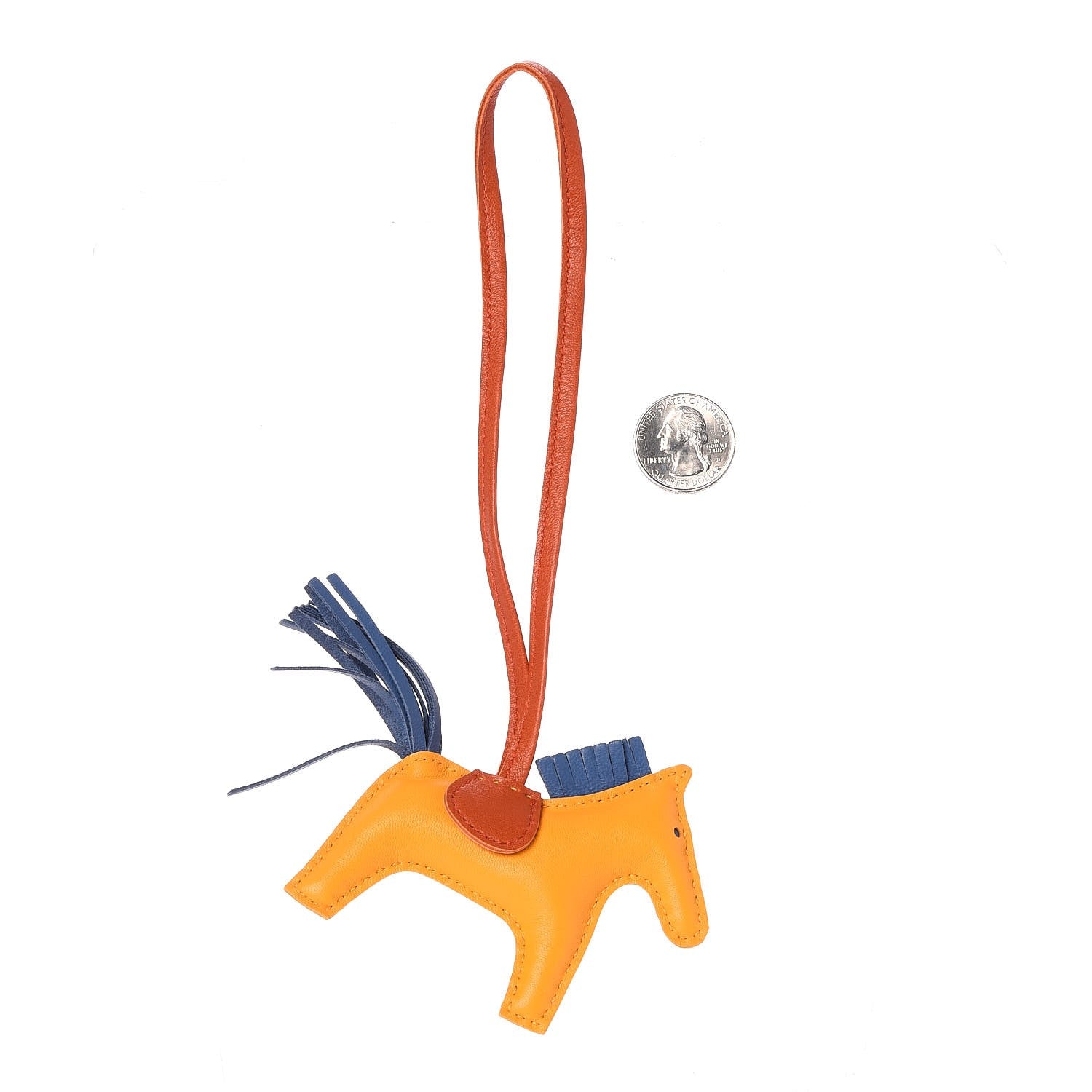 Hermes Milo Lambskin Grigri Rodeo Horse Bag Charm PM Jaune D'Or Bleu Agate Cornaline 2 of 4