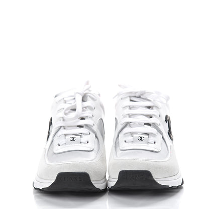 Chanel Suede Calfskin CC Sneakers 39 White Silver Fluo Pink 2 of 8