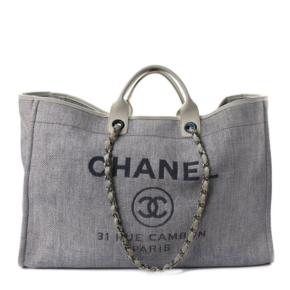 Chanel Canvas Large Deauville Tote Light Blue 1 of 11