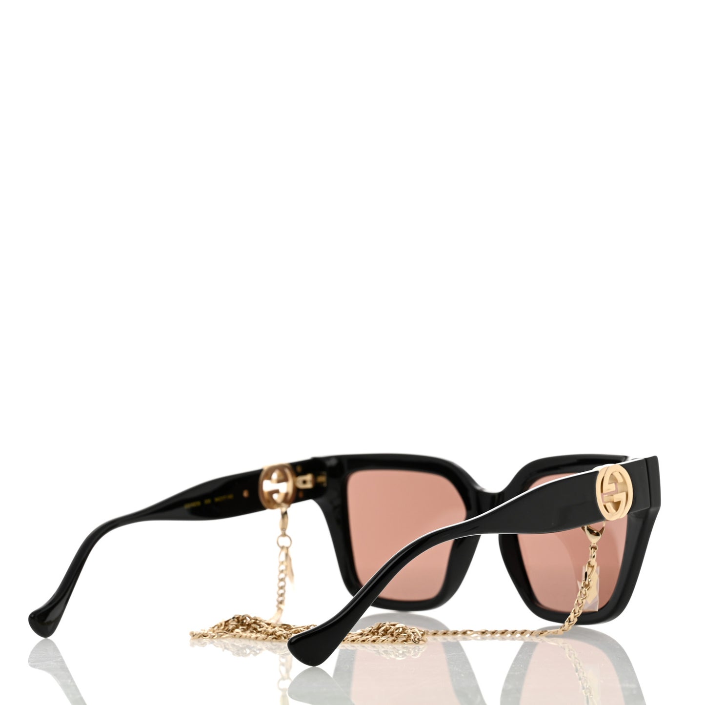Acetate Square Frame Chain Sunglasses GG1023S Black
