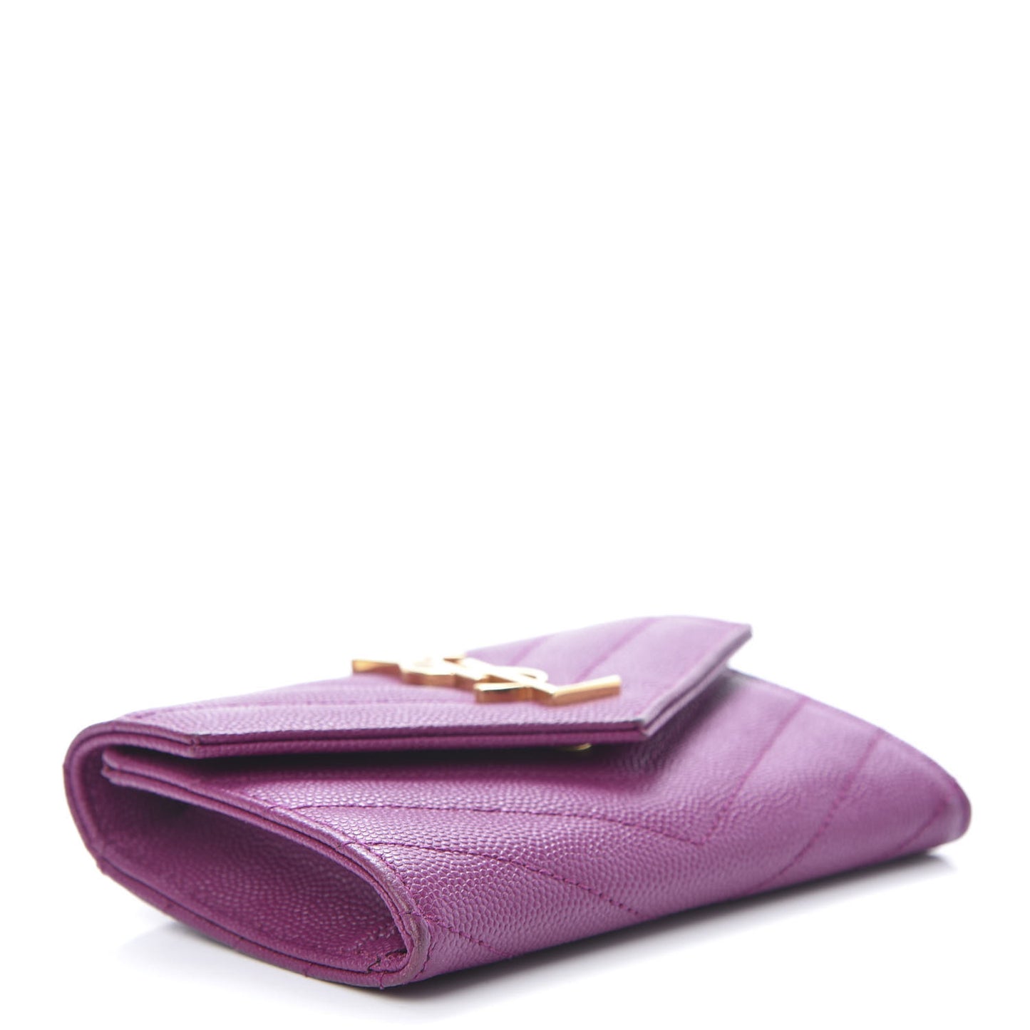 Grain De Poudre Matelasse Chevron Small Monogram Envelope Wallet Dark Grape
