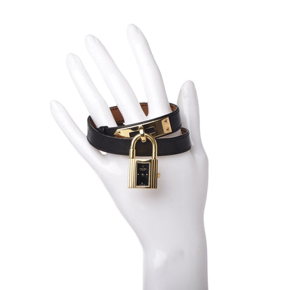 Hermes Stainless Steel Barenia 20mm Kelly Cadena Double Tour Quartz Watch Noir 2 of 6