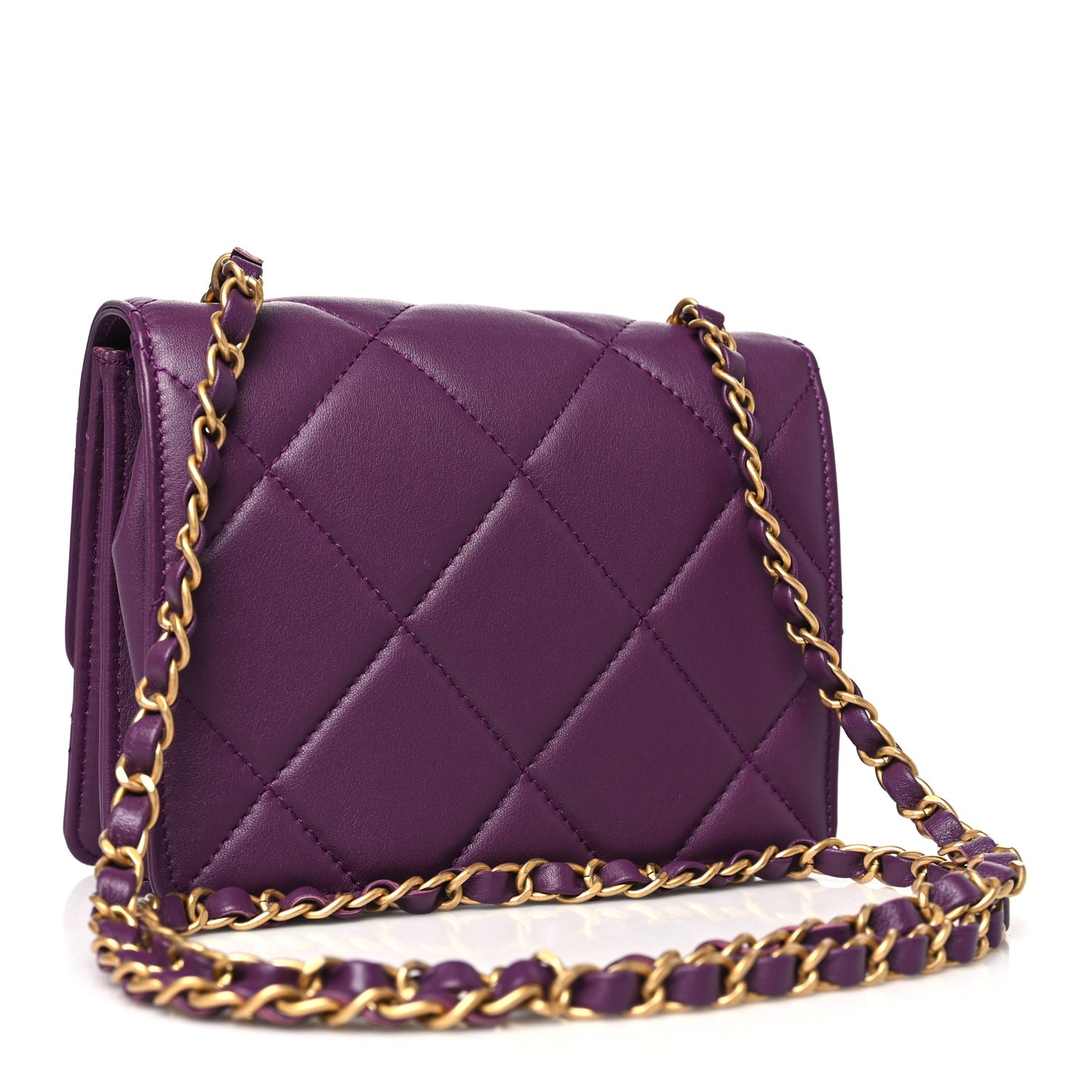 Calfskin Resin Quilted Mini Flap Purple