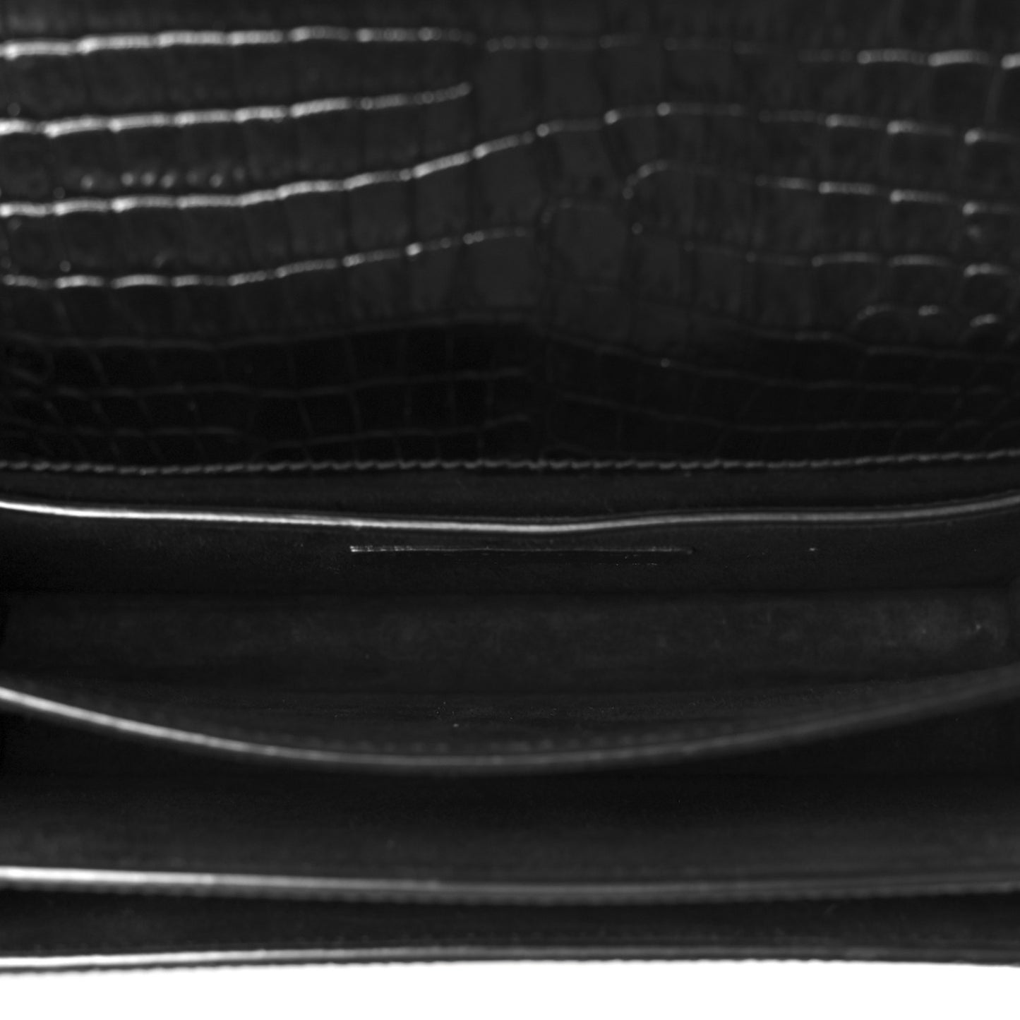 Calfskin Crocodile Embossed Medium Monochrome Monogram Sunset Black