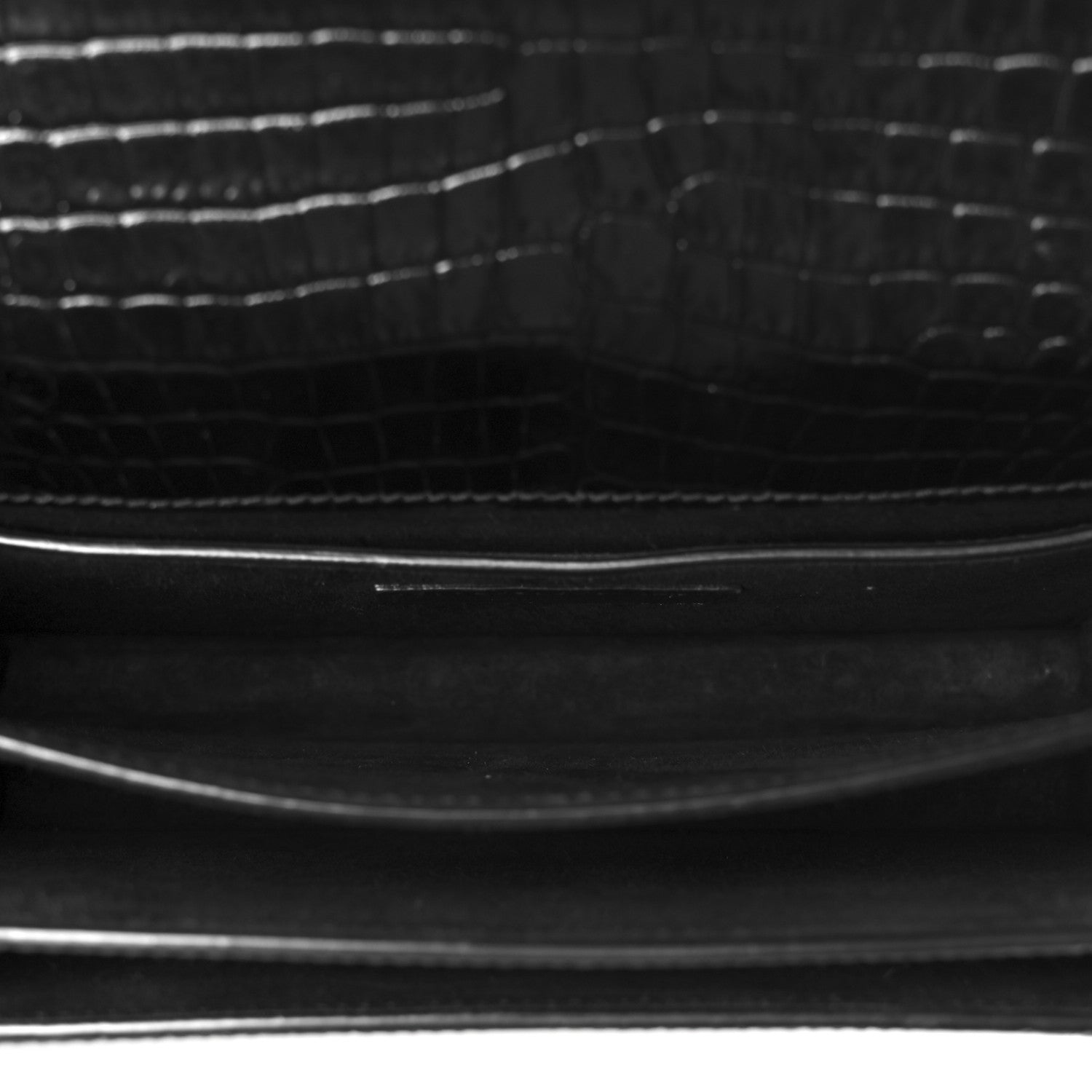 Saint Laurent Calfskin Crocodile Embossed Medium Monochrome Monogram Sunset Black 5 of 12
