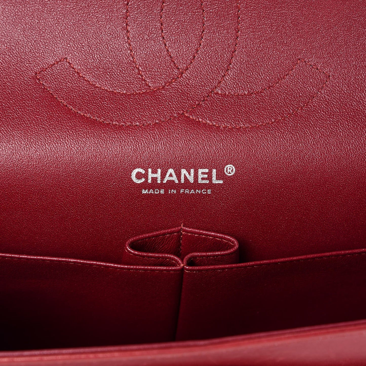 Patent Quilted Jumbo Double Flap Dark Red