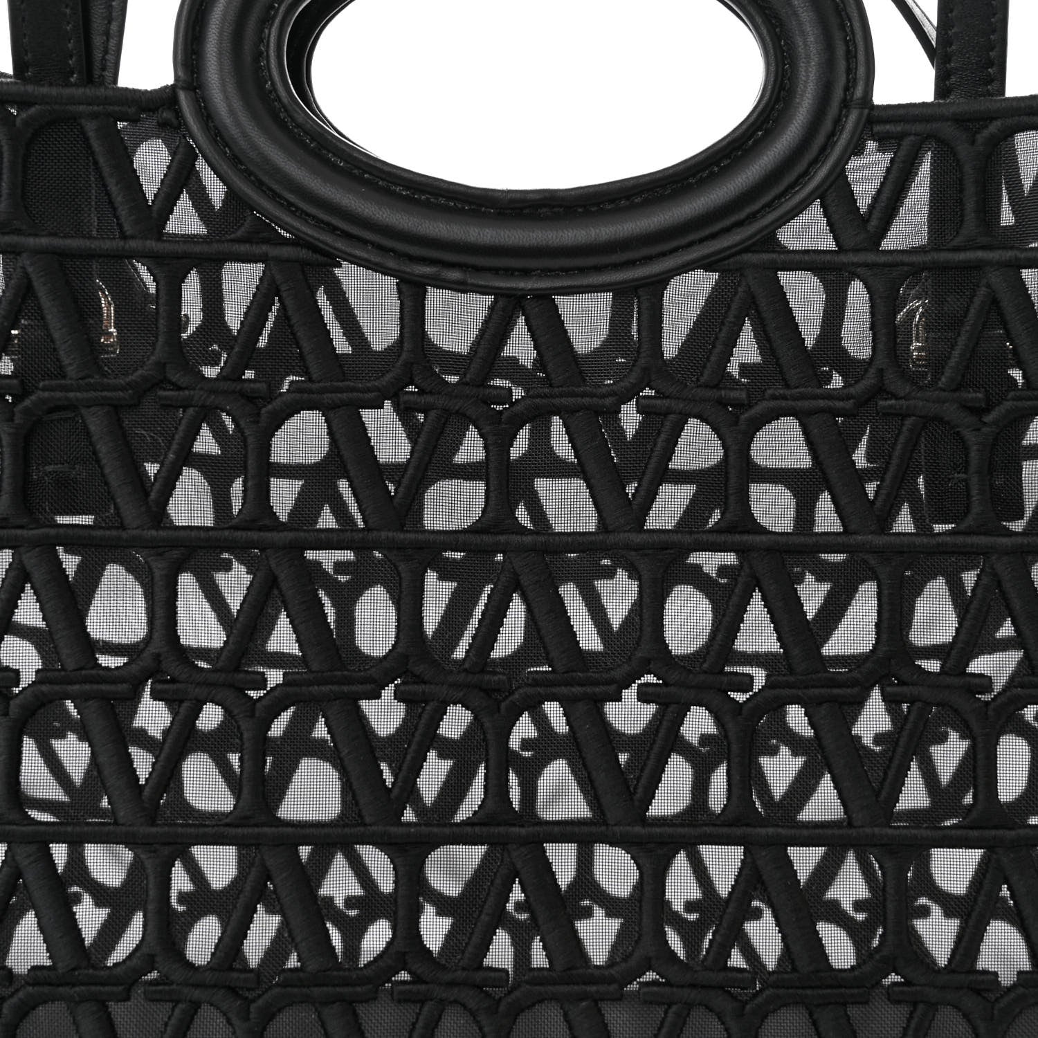 Valentino Garavani Toile Mesh Iconographe Goatskin Le Troisieme Shopping Bag Black 8 of 10