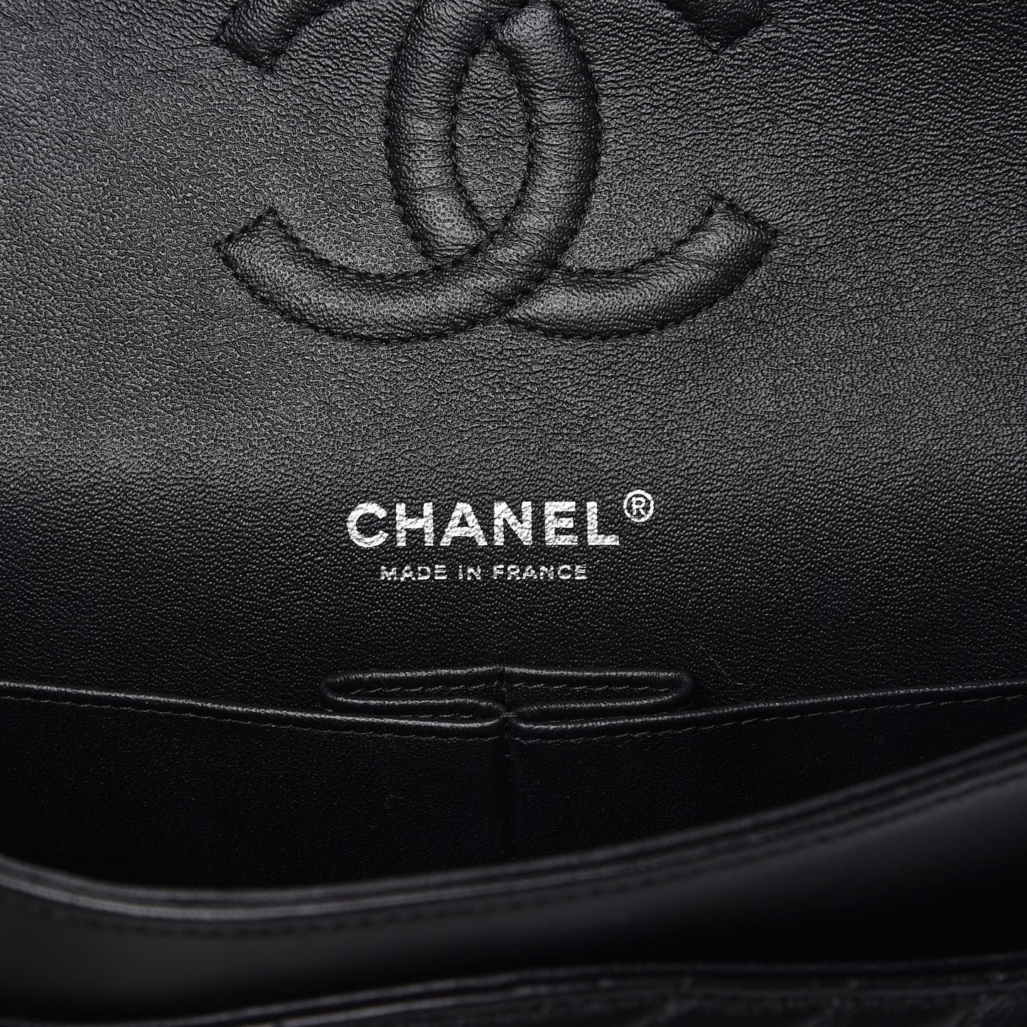 Lambskin Chevron Quilted Medium Double Flap So Black