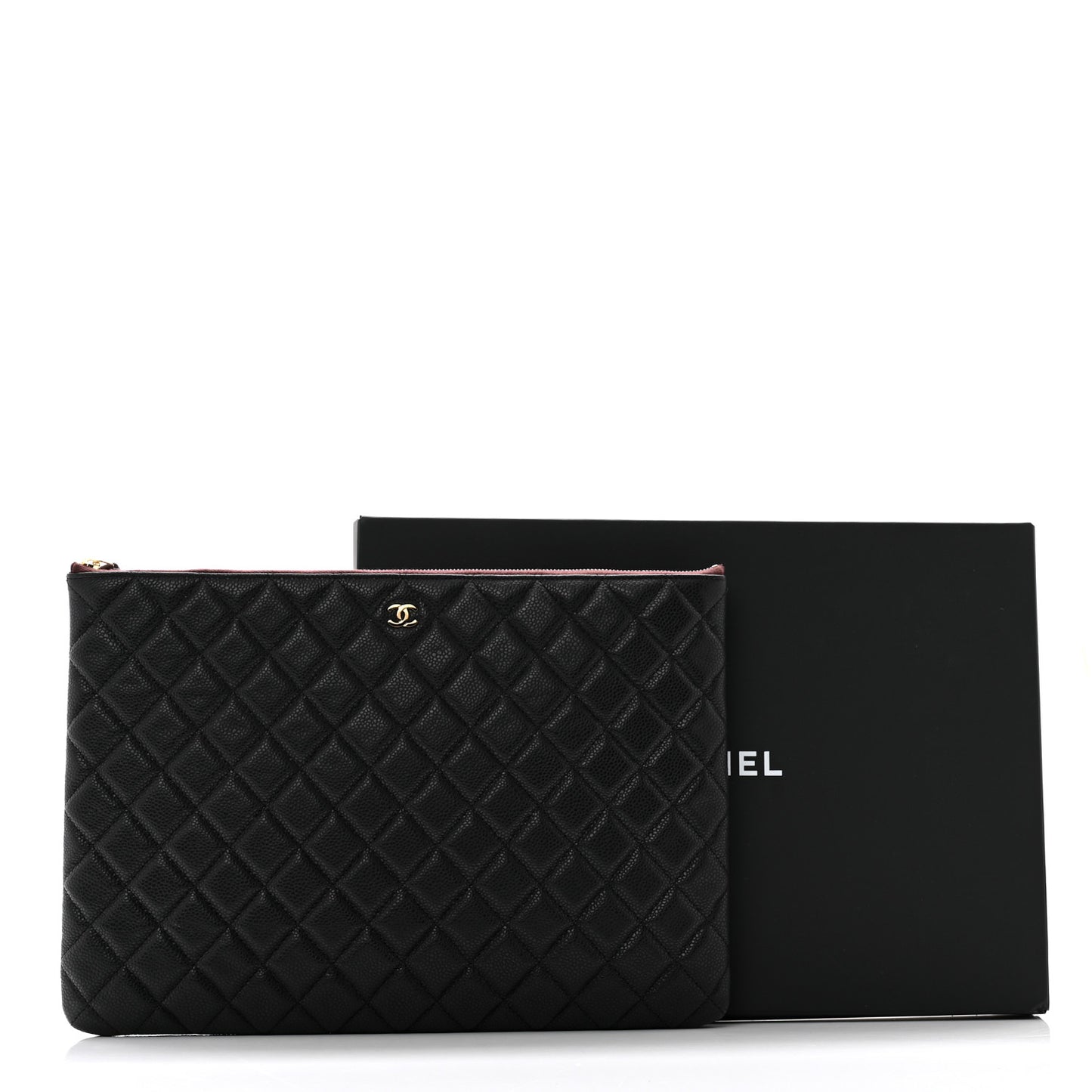 Caviar Quilted Large Cosmetic Case Black