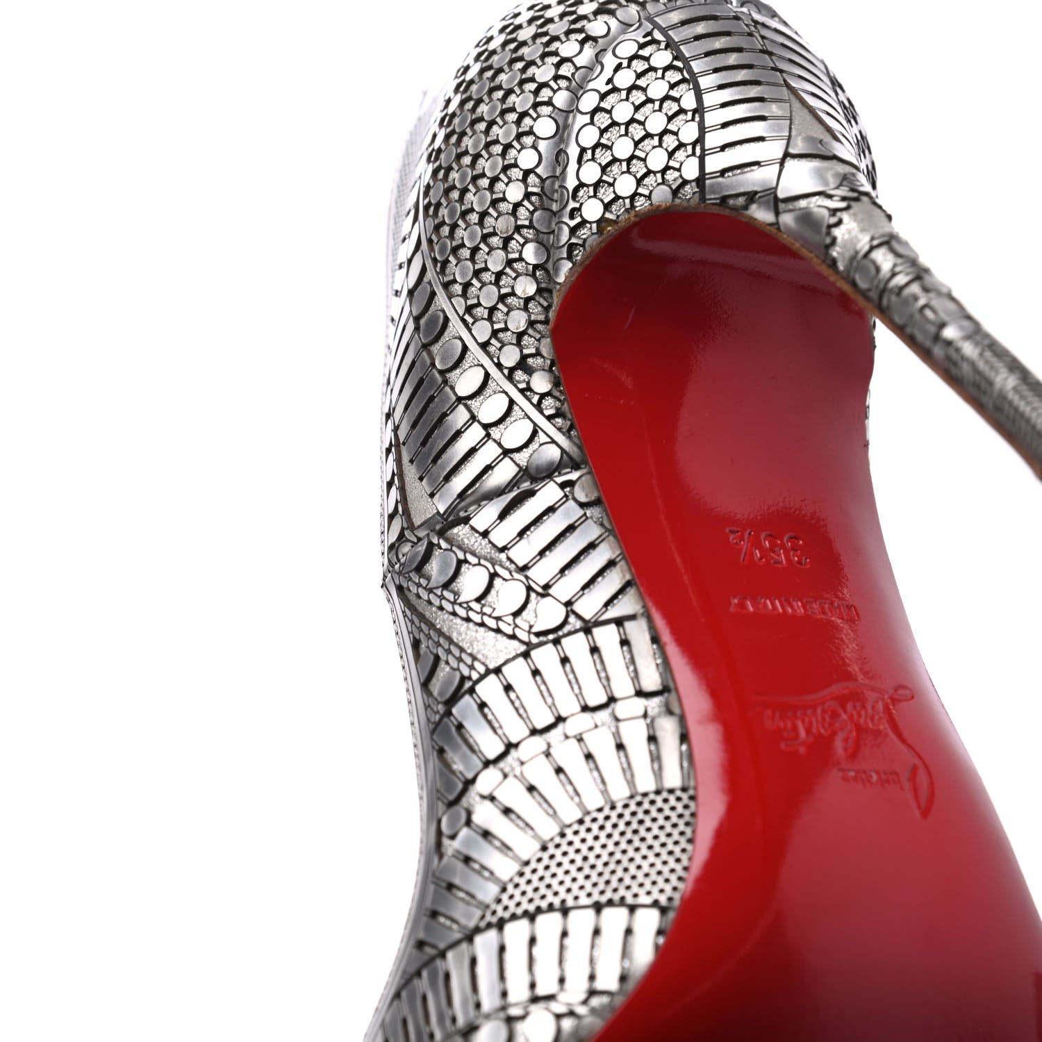 Christian Louboutin Metallic Specchio Suede Laser Cut Kristali 120 Pumps 35.5 Silver 16 of 21