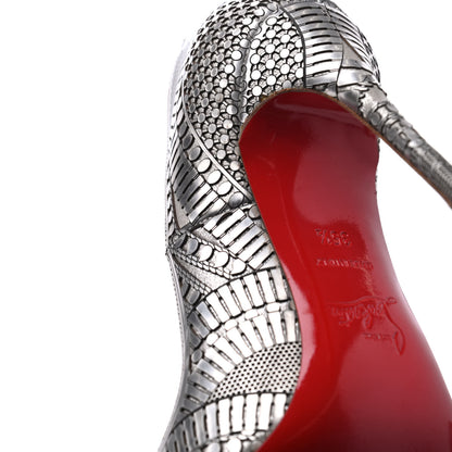 Christian Louboutin Metallic Specchio Suede Laser Cut Kristali 120 Pumps 35.5 Silver 16 of 21