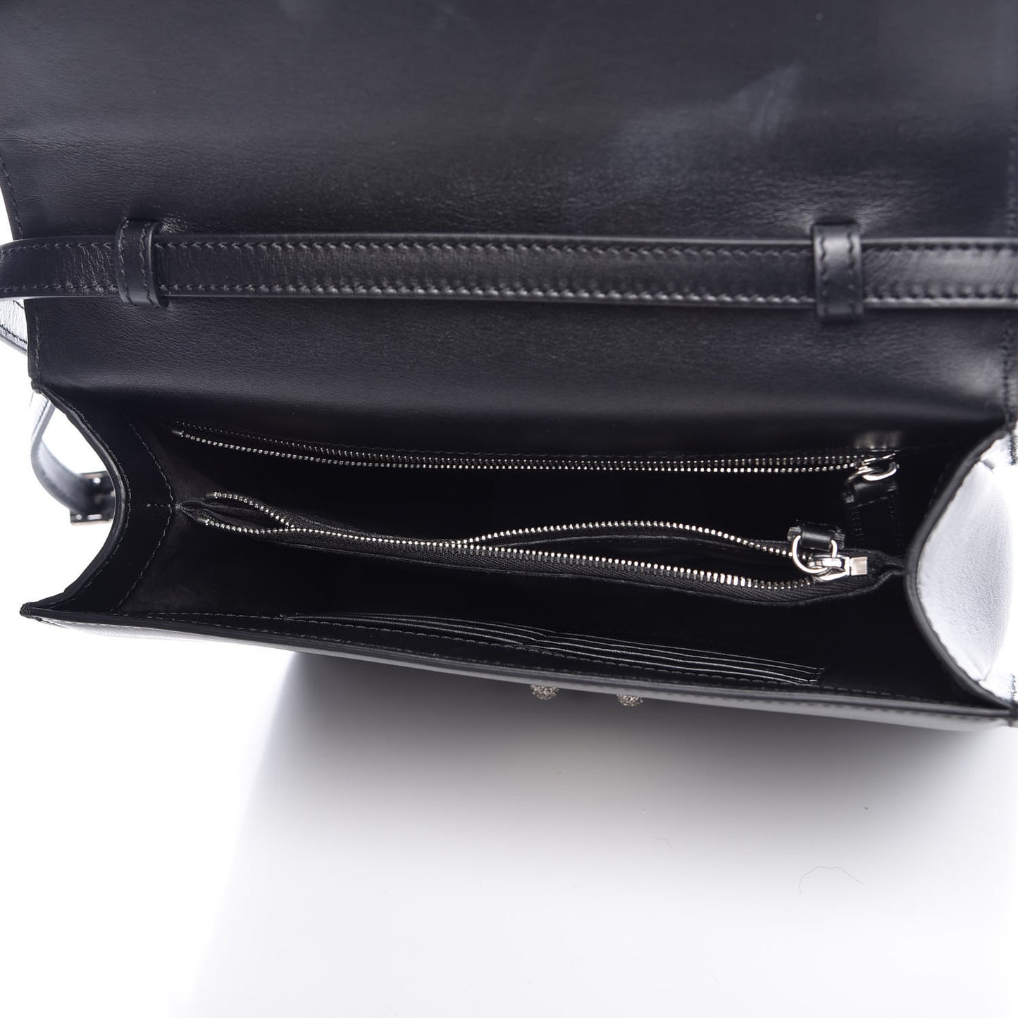 Calfskin Chain Flower Satchel Black