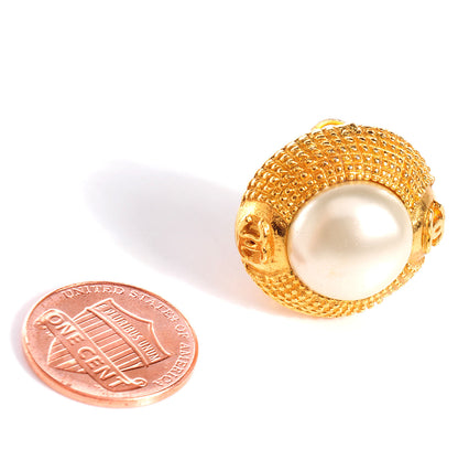 Chanel Pearl CC Clip On Earrings Gold 2 of 5