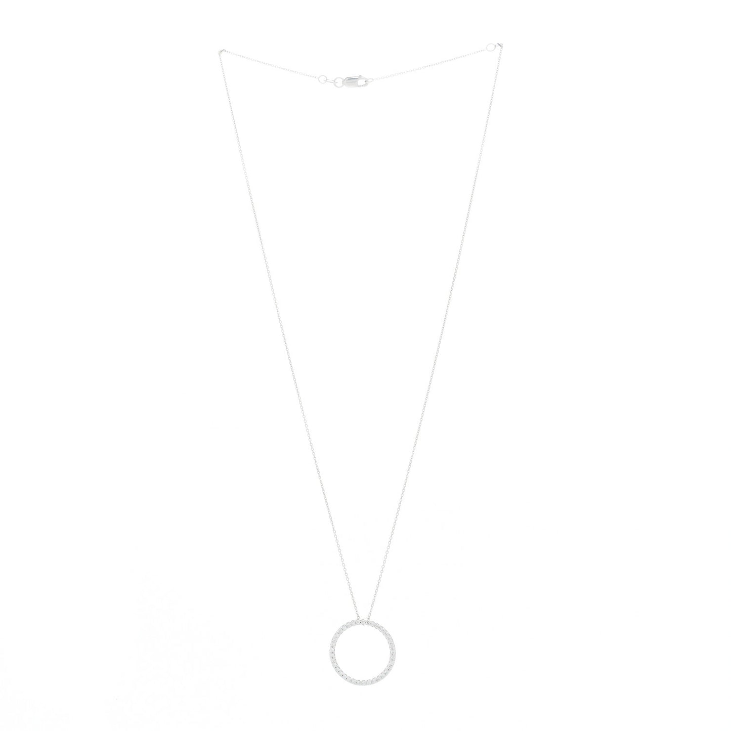 18K White Gold Diamond Medium Tiny Treasures Circle Pendant Necklace