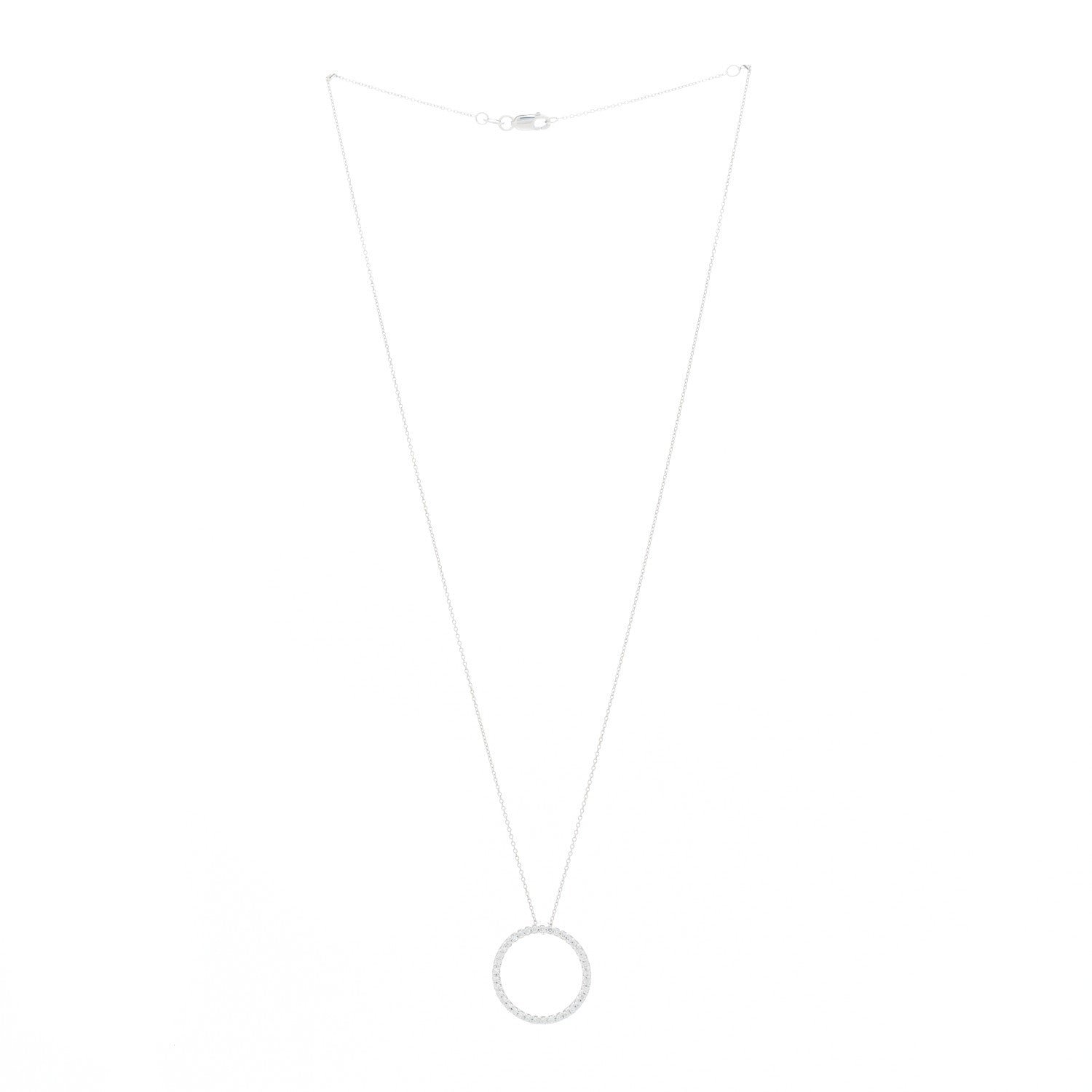 Roberto Coin 18K White Gold Diamond Medium Tiny Treasures Circle Pendant Necklace 3 of 8