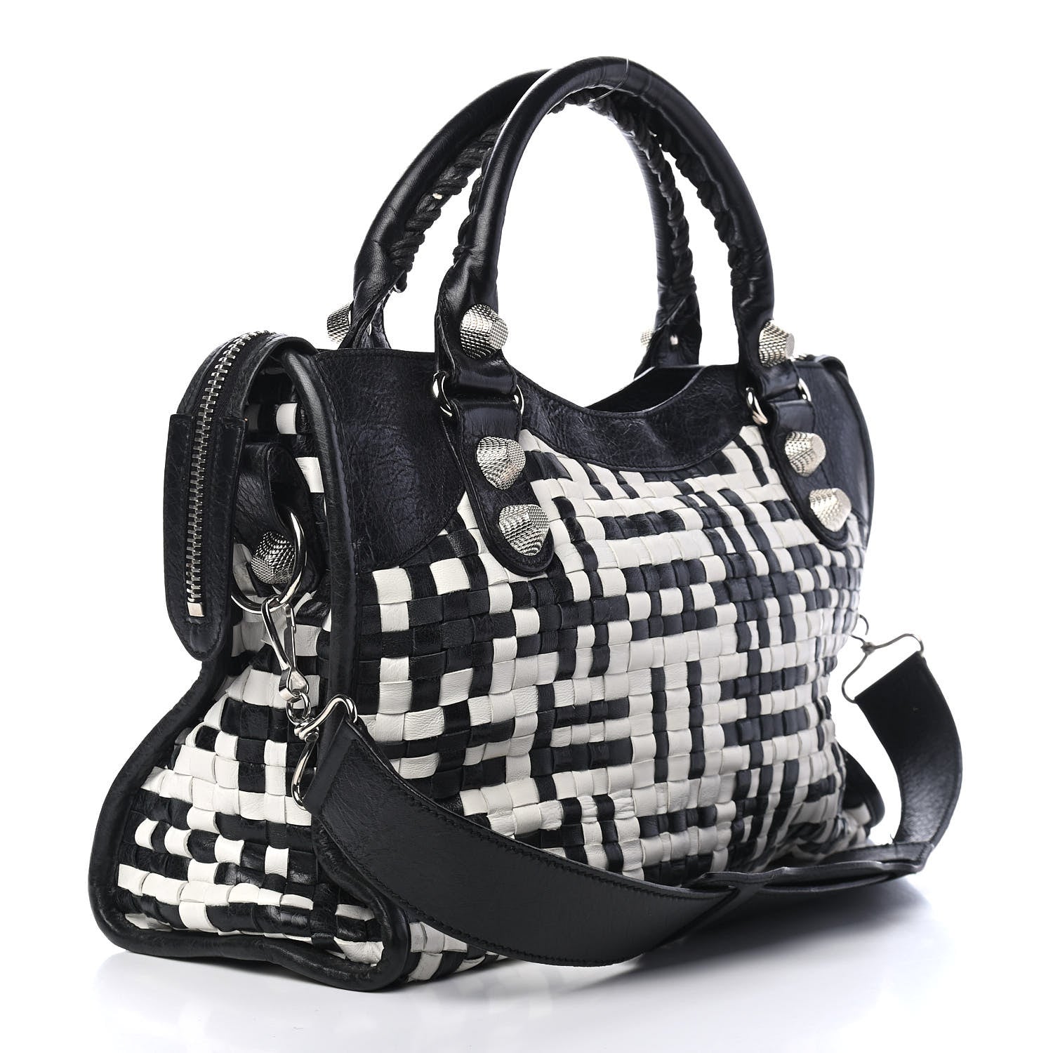 Balenciaga Agneau Lattice Woven Giant 21 City Black White 3 of 11