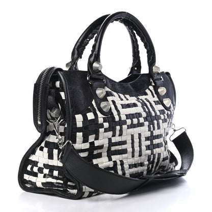 Balenciaga Agneau Lattice Woven Giant 21 City Black White 3 of 11