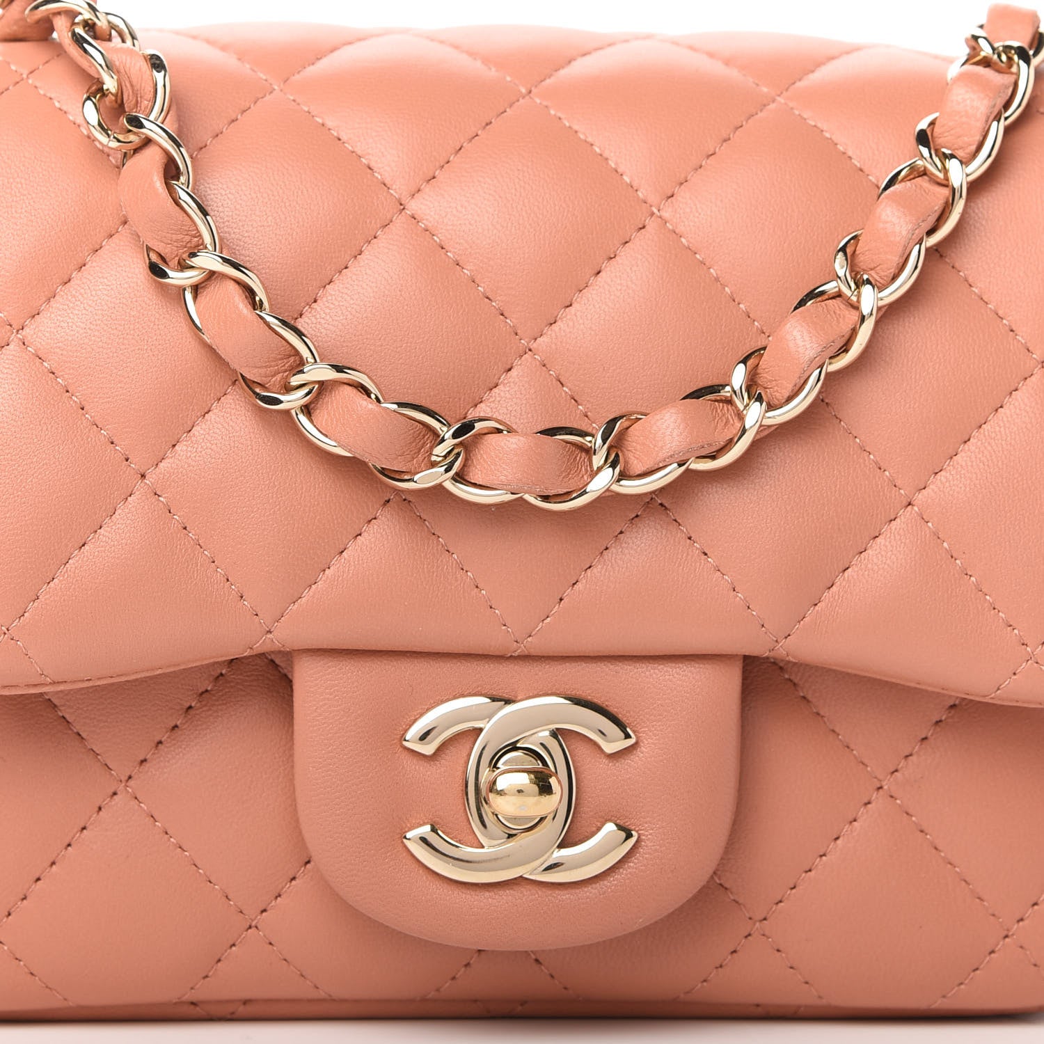 Chanel Lambskin Quilted Mini Square Flap Dark Beige 10 of 11