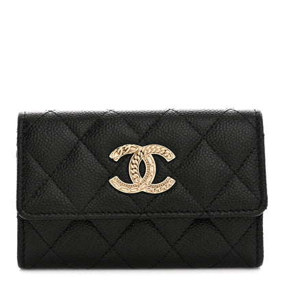 Chanel Caviar Quilted Chain CC Flap Card Holder Black 1 of 7